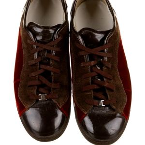 Salvatore Ferragamo Velvet and Leather Sneakers